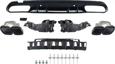 Zdjęcie produktu dla Tylny zderzak z dyfuzorem i wydechem – do Mercedes-Benz W205 AMG (2015–2021) – wygląd C63 – czarny