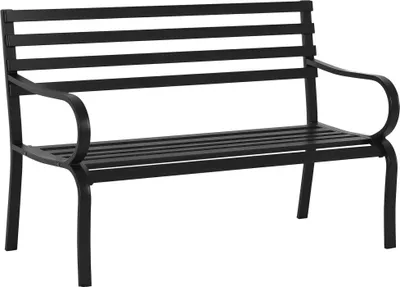 Obrázek produktu pro Outsunny, zahradní lavička, balkonová lavice, kovové zahradní nábytek, dvoumístná, černá