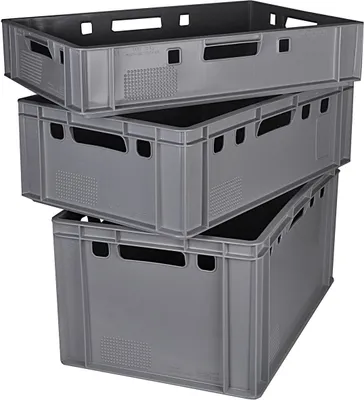 Image de BURI Caisses à viande Caisses Eurobox aptes au contact alimentaire - HDPE caisse de boucherie Boîte de rangement en plastique Bac en plastique Empilable Caisses de stockage