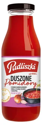 Produktbild von Pudliszki Geschmorte Tomaten, karamellisierte Zwiebel, Olivenöl, Schalotte 495 g