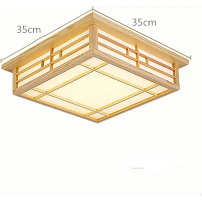 Zdjęcie produktu dla Lampa sufitowa drewniana – lampa sufitowa LED – 16 W – 3500 K (ciepła biel) – kwadratowa – z diodami LED – bez możliwości ściemniania – biała