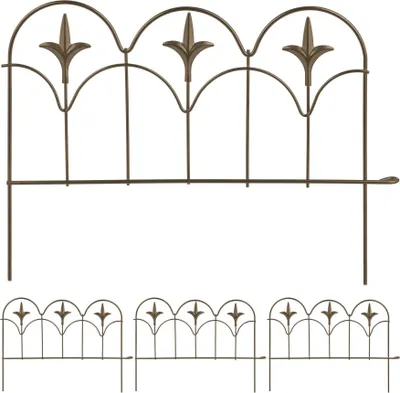 Produktbild von 4 Stück Metall Beeteinfassung Schwarz Fleur-de-Lis, Höhe 40 cm, 60 cm pro Abschnitt