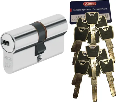 Produktbild von ABUS XP20S Doppelzylinder Länge (a/b) 28/34mm (c=62mm) mit Sicherungskarte und 10 Schlüssel mit Design-Clip, Not-u. Gefahrenfunktion und SKG** Bohrschutz