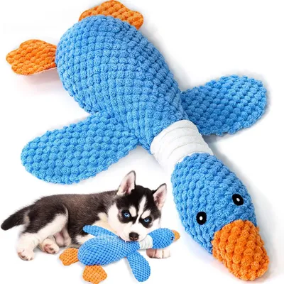 Image de Jouet pour chien, canard en peluche, 30x15x5 cm – Qui couine, doux et interactif