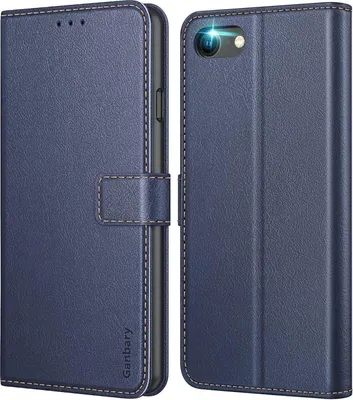 Produktbild von Premium Leder Handyhülle für iPhone SE 2022 5G 2020 7/8, Blau