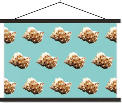 Produktbild von MuchoWow® Textilposter Muscheln - Muster - Grün 150x100 cm mit schwarzem Rahmen - Schlafzimmer