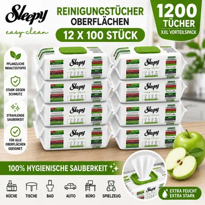 Produktbild von Sleepy Easy Clean Apfel / Apple 12er Set – Oberflächenreinigungstücher – 1200 Tücher