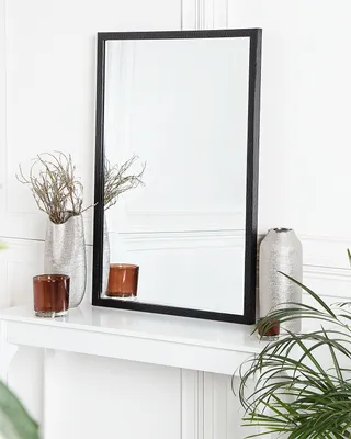 Obrázek produktu pro BELIANI Nástěnné zrcadlo černé 60 x 90 cm plastové se vzorovaným rámečkem obdélníkové moderní
