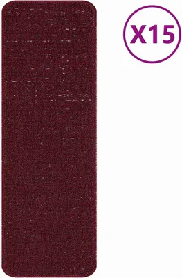 Obrázok produktu pre vidaXL Protisklzové podlahové rohože na schody, 15 kusov, 60 x 25 cm, bordó, vyrobené z polypropylénu (PP)
