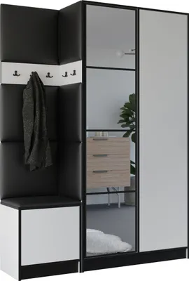 Produktbild von KIER FURNITURE Kleiderschrank EDEN, Schlafzimmer Schrank, Garderobeschrank, Flurschrank Weiß & Schwarz 159,6x205x39 cm