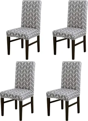 Produktbild von 4 Stück Stretch Dining Stuhlbezüge High Back Chair Schutzhülle Schonbezug, BTC04, Grau