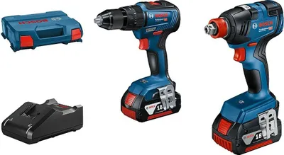 Zdjęcie produktu dla Bosch Professional BOSCH BLUE COMBIPACK GSB 18V-55 BATERY-POWERED SCREW-DRIWING MACHINE + GDX 18V-200 HEAD (NUT) WRAPPING MACHINE | 2 X 4.0AH BATTERY + CHARGER - 06019J2208