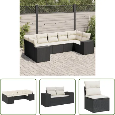 Produktbild von The Living Store 7-tlg. Garten-Sofagarnitur mit Kissen Schwarz Poly Rattan
