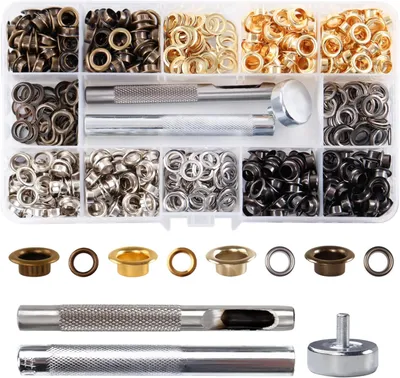 Produktbild von Ösen Werkzeugset 400 Sets, 6 mm, für DIY, Gold, Silber, Bronze, Schwarz
