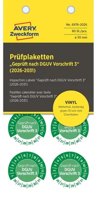 Immagine prodotto di Avery Zweckform Prüfplak Gepr DGUV 26-31 Vinyl O30 (6976-2026)