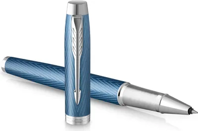 Produktbild von Parker IM Rollerball Tintenroller | Blaugraue Premium-Lackierung mit Chromverzierung | Feine Schreibspitze mit schwarzer Nachfüllmine | Geschenkbox