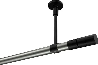Produktbild von Interdeco Gardinenstange / Vorhangstange Edelstahl-Optik / Schwarz, Typ Sonette Elanto (Rillenzylinder) ohne Ringe, Deckenmontage, 20 mm Ø 1-läufig, 100 cm