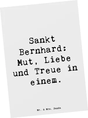 Produktbild von Mr. & Mrs. Panda Postkarte Spruch Sankt Bernhard - Weiß - Geschenk, Hunderassen, Beschreibung, Hund, Charakter, Postkarten, riesiger, bildkarte, Schweizer Alpen