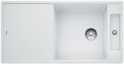 Produktbild von BLANCO AXIA III XL 6 S-F, SILGRANIT® PuraDur®, weiß, reversibel, mit Ablauffernbedienung, inkl. Glasschneidbrett