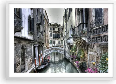 Produktbild von Gerahmtes Poster - Weißer Rahmen - Venedig Brücke Wasser - 70x50 cm - Wand Bild - Wanddeko - Wandbilder - Kunstposter - Wandposter - Bilderrahmen - Bilder - Kunstdruck - Wandbild - P2WAA70x50-3522