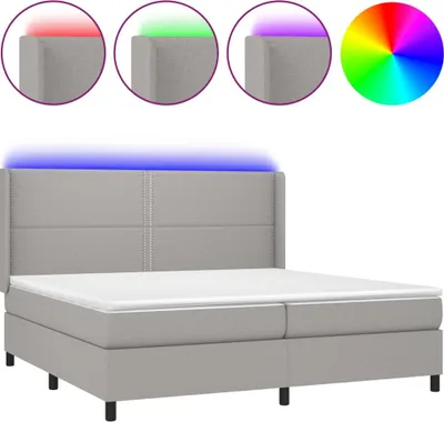 Imagen del producto de Cama con somier y colchón vidaXL, color gris claro, 200x200 cm, tapizada en tela
