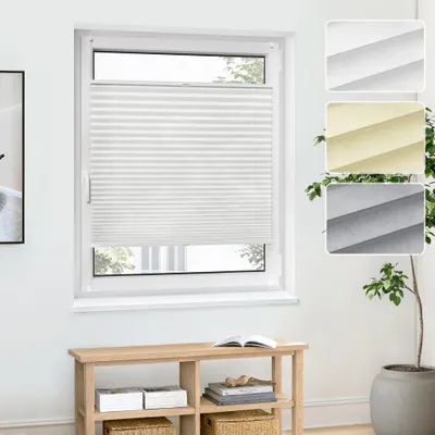 Produktbild von Klemmfix Plissee Weiß 40x130cm Sichtschutz für Fenster Polyester Stoff Pure Basic Jalousiescout