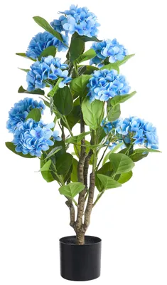 Produktbild von BELIANI Kunstpflanze Blau aus Kunststoff 90 cm Hortensie Handgefertigt Indoor Künstliche Pflanze Wohnaccessoires Dekoration