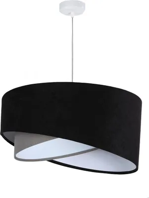 Produktbild von Pendelleuchte Stoff D: 50 cm H: max. 102 cm Schwarz Grau E27 rund Modern Hängelampe