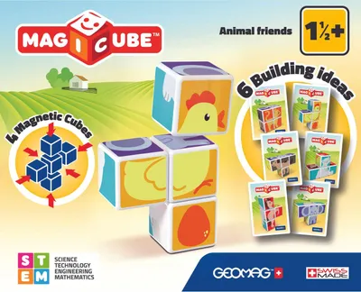 Produktbild von Geomag MagiCube Animal Friends - 4 pcs, Mehrfarbig, 4 Stück(e), Junge/Mädchen, 1,5 Jahr(e), Quadratisch, Abbildung