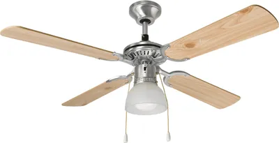 Immagine prodotto di Ventilatore da Soffitto con luce Perenz 7064 CR Noce chiaro - Ø 105 cm, 4 Pale, 3 Velocità, Motore AC 50W, Silenzioso, Attacco Lampadina E27
