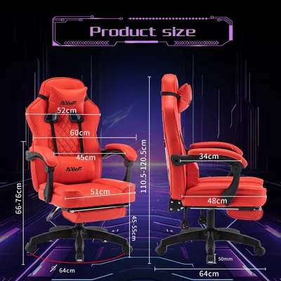 Immagine prodotto di Sedia da gaming ergonomica - sedia da gaming rossa con funzione girevole a 360 gradi e supporto lombare