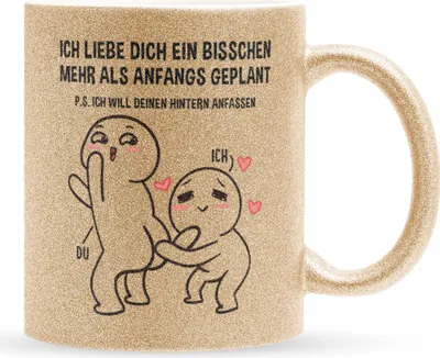 Produktbild von 22Feels Glitzertasse Gold Jahrestag Geschenk Frauen Männer Hochzeitstag Ehefrau Ehemann Freund Freundin Valentinstag Geburtstag Weihnachten Kaffeetasse Liebe Paar Beziehung Haferl Jubiläum Geschenkidee Bürotasse