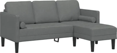 Produktbild von vidaXL Sofa Set mit Kissen Dunkelgrau Polyester