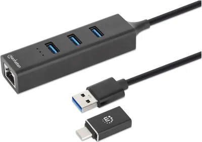 Immagine prodotto di MANHATTAN 3-Port USB 3.0 Typ-C/A Kombo-Hub + Netzwerkadapter