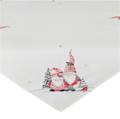 Produktbild von Tischwäsche mit Stickerei Weihnachts-Wichtel weiß - 130 x 170 cm