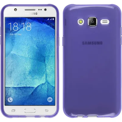 Produktbild von PhoneNatic Case kompatibel mit Samsung Galaxy J7 (2015 / J700) - lila Silikon Hülle transparent + 2 Schutzfolien