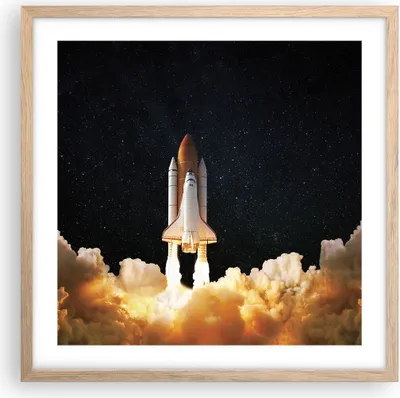 Produktbild von Gerahmtes Poster - Rahmen in heller Eiche - Abheben Rakete Kosmos - 50x50 cm - Wand Bild - Wanddeko - Wandbilder - Kunstposter - Wandposter - Bilderrahmen - Bilder - Kunstdruck - P2NAC50x50-4531