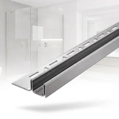 Produktbild von Dalsys Glasführungsschiene Fliesenprofil 200cm x 13mm x 12,5mm Edelstahl - Glasaufnahme U Profil für Dusche & Bad - Fliesenschiene für Wand & Boden