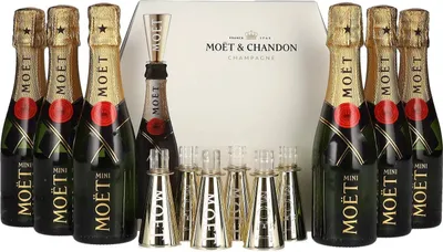 Produktbild von Moët & Chandon Champagne AT HOME PACK 12% Vol. 6x0,2l in Geschenkbox mit Bottle Sippers