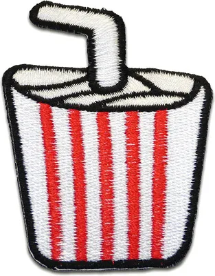 Produktbild von Getränk Trinkbecher Mit Strohhalm - Aufnäher, Bügelbild, Aufbügler, Applikationen, Patches, Flicken, Zum Aufbügeln, Größe: 5 x 7,4 cm