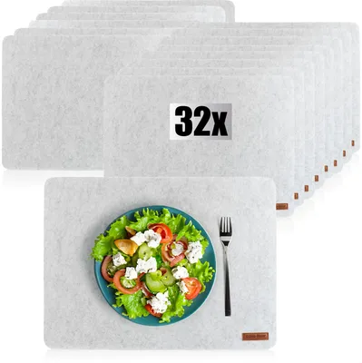 Produktbild von com-four® 32x Platzset abwischbar aus Filz - 44 x 32 cm Platzmatte - hitzebeständiges Tischset für 32 Personen - extra dicke, rutschfeste Platzdeckchen, Filzunterlage