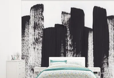 Produktbild von MuchoWow® Fototapete für Wohnzimmer oder Schlafzimmer Wandtapete Vinyl Motivtapete Farbe - Abstrakt - Schwarz - Weiß - 325x260 cm - Tapete