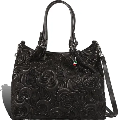 Produktbild von Florence Leder Tasche Damen Schultertasche schwarz 36x16x27cm inklusive Italien Flagge D2OTF179S1