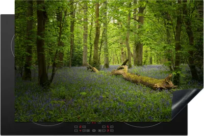 Produktbild von KitchenYeah© Herdabdeckplatte Blumen - Wald - Blau , 81x52cm, Küche Deko, Glaskeramikkochfeld Herdabdeckung, Abdeckplatte fùr Kochfeld
