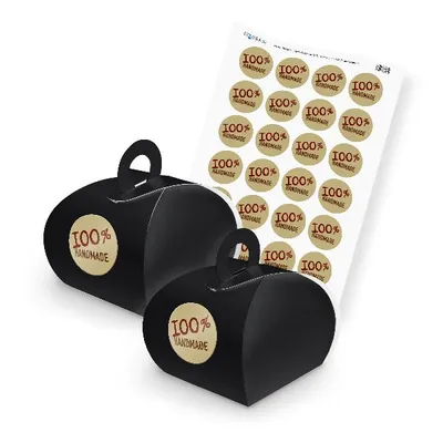 Produktbild von itenga SET 100% Handmade (Motiv 12) 24x Geschenkschachtel mit Griff schwarz + St