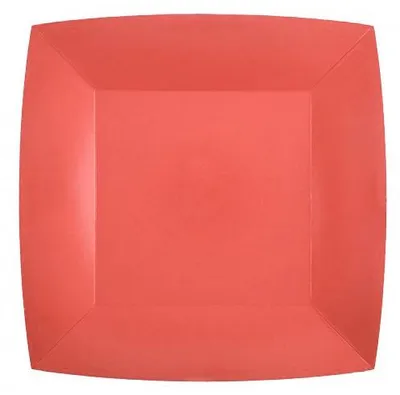 Image de 10 assiettes carrées en carton, blanches, grandes (23 cm) – Assiettes pour fêtes