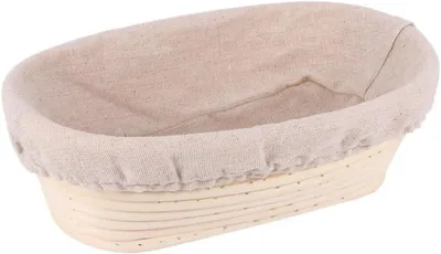 Produktbild von Ovaler Rattan Gärkorb mit Leineneinsatz, 30 cm, für Brotbacken
