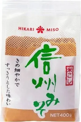 A bag of Hikari Shinshu Miso Shiro.
