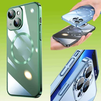 Image de Pour iPhone 13 Electroplating TPU Silicone Etui de téléphone portable Transparent Vert