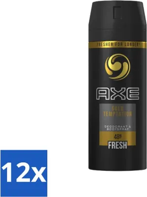 Image de Ax – Déodorant-spray corporel – 48 heures de fraîcheur – Gold Temptation – 150 ml – Pack économique – 12 pièces